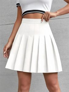 Jupes Femmes taille haute jupe plissée basique solide polyvalent décontracté femmes adolescentes Mini Tennis courte école patineuse jupes 231116