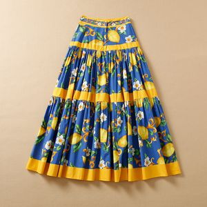 Jupes pour femmes en été Nouvelle jupe de coton de la mode au citron floral