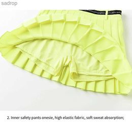 Skirts Womens thin breathable high waisted double layered pleated short sleeved sports tennis gym fitness soft exercise badminton jacket XW