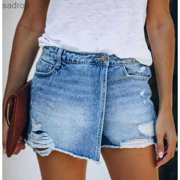 Jupes Femmes Torn et réparation du denim Shorts hauts de compression de corps taille hauts ouvertures de jambe inférieure shorts sexy xw