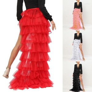 Jupes Femmes Tulle Jupe Maxi-Longue Fête De Mariage Cocktail Bandage Maille Surjupe