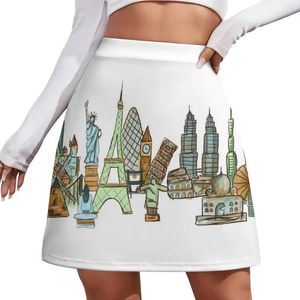 Jupes monuments du monde mini-jupe robe d'été pour femmes 2024 mini-jupe