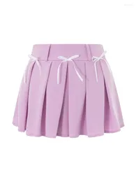 Jupes wsevypo sweet d'été décor d'arc mini-mode basse montée zipper plissée short en ligne pour femmes streetwear filles