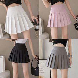 Rokken XS-3XL Solid Color Summer Women Geplooed High Taille Stitching Student Cute Sweet Girls Dance Mini Rok