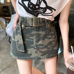 Jupes Y2K américain rétro doux et Cool Spice Girl Camouflage femmes jupe en jean 2023 été tendance une taille haute poche hanche
