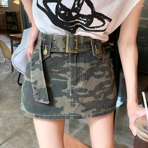 Jupes Y2K American Retro Sweet and Cool Spice Girl Camouflage Jupe en jean pour femme Tendance d'été 2023 Taille haute Poche Hanche