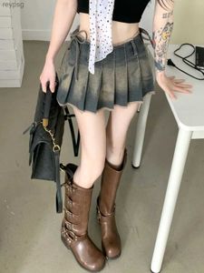 Rokken Y2k Hot Girl Onregelmatige Denim Minirok Vrouwelijke Zomer Harajuku Kawaii Mini Rok Nieuwe Hoge Taille Een Woord Plooirok Goth rok YQ240201