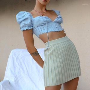 Rokken y2k kawaii mini rok vrouwen 2023 e meisje kleren zomer zomers hoog taille stretch gebreide sexy a-line zoete snoeproze tennis