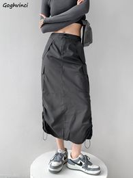 Jupes Y2k Midi Jupes Femmes Cargo Hipster Harajuku Vintage Lâche Filles Mode Ins Ulzzang Chic Streetwear Dos-fente Cordon 230612