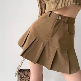 Jupes Y2K rétro taille haute jupe plissée femmes collège Style uniformes pantalons de sécurité Mini fille Kawaii une ligne Faldas Harajuku