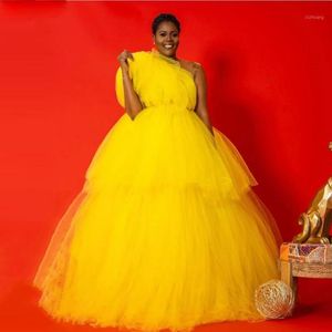 Rokken gele charmante maxi rok voor dames baljurk gelaagde tule avond African Long Party Po Shoot Customskirts