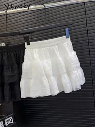 Rokken yitimoky ball jurk vrouwen hoge taille kanten dans dans Koreaanse mode zomer 2024 casual elegante chique chique witte zwarte rok