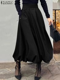 Faldas ZANZEA 2024 moda plisada Jupes Femme estilo coreano Bud Hem mujeres elegante Midi A-line Streetwear alta cintura larga