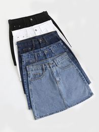 Rokken Zoki Sexy vrouwen denim mini mode zomer hoge taille Koreaans zwart blauw pakket heup jeans harajuku cotton s3xl 230110