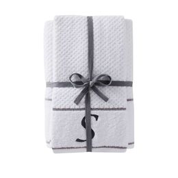 SKL Home by Saturday Knight Ltd. Ensemble de serviettes de bain lettre « S » entrelacées, blanc, lot de 4