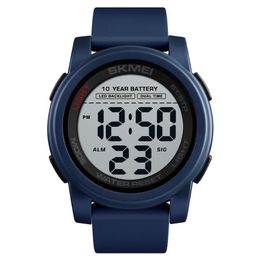 Relojes digitales SKMEI con batería de 10 años, reloj deportivo con retroiluminación de doble horario y esfera grande, reloj resistente al agua de Gel de sílice para hombre, reloj 152956