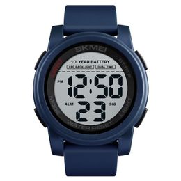 Skmei 10 ans Batterie Digital Watchs Man Backlight Double Time Sport Big Calan Horloge imperméable Silice Gel Mentre pour hommes Reloj 15288S