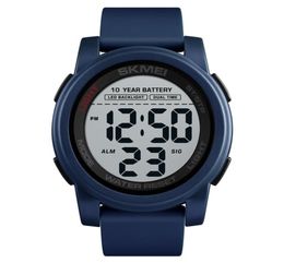 Skmei 10 ans Batterie Digital Watchs Man Backlight Double Time Sport Big Calm Clock Horloge étanche Silice Gel Men039s Watch Reloj 151169764
