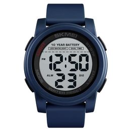 SKMEI 10 jaar batterij digitale horloges man backlight dual-time sport grote wijzerplaat klok waterdicht silicagel herenhorloge reloj 15216N