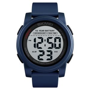 SKMEI 10 jaar batterij digitale horloges man backlight dual-time sport grote wijzerplaat klok waterdicht silicagel herenhorloge reloj 15291T