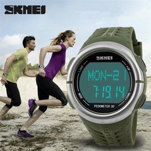 SKMEI 1058 Hartslagmonitor Work -stappenteller Sport LED -horloges voor mannen Vrouwen