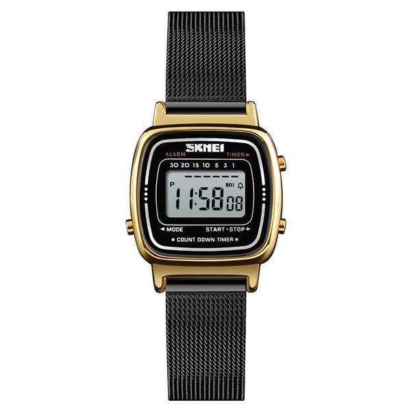 Reloj SKMEI 1252 para mujer, correa de malla, correa ajustable cuadrada de acero inoxidable, relojes digitales impermeables para mujer, reloj de mujer 210616