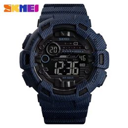 Reloj Digital SKMEI 1472 de mezclilla, reloj deportivo masculino, reloj despertador para hombre, reloj impermeable de vaquero con pantalla de semana, relojes para hombre