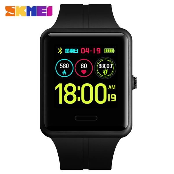 SKMEI 1525 Nouvelle couleur Affichage Smart Montre Smart Hommes Bluetooth Tarif cardiaque Pédalome de la pression artérielle LED Sport Watch pour Android iOS