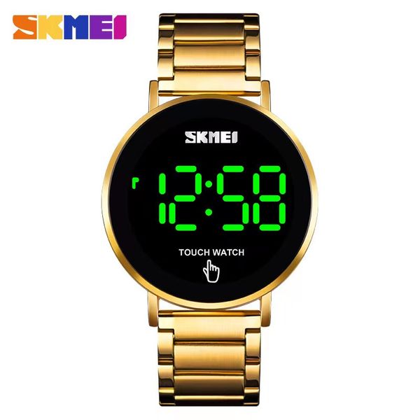 SKMEI 1550 mâle écran tactile lumière LED affichage 3bar étanche bracelet en acier inoxydable montre homme mode hommes montre numérique