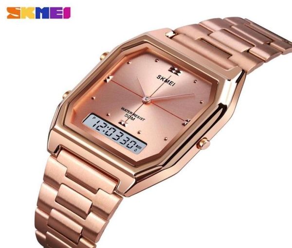 SKMEI 1612 Top Brand Luxury Acero inoxidable Damas Femeninas Electronic Stopwatch Calendar Reloj Women Women Watches Montre Femme 205132805