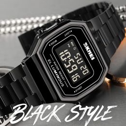 SKMEI 1647 LED Digitale Mannelijke Horloges Casual Eenvoudige Heren Horloges Roestvrij Stalen Band Waterdicht Horloge Mannen reloj hombre