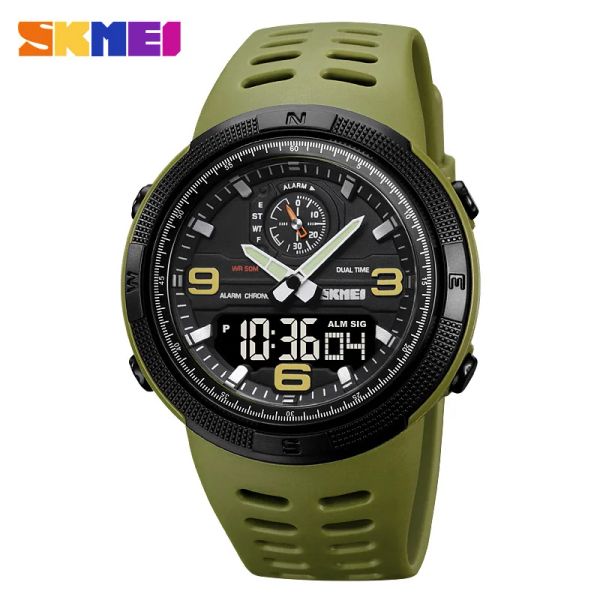 Skmei 1655 Sport Watch for Man Luxury Wateprooproproof S Shock Military Mens Watchs 3time Digital Wristwatch Whyerch Alarm Réquimière