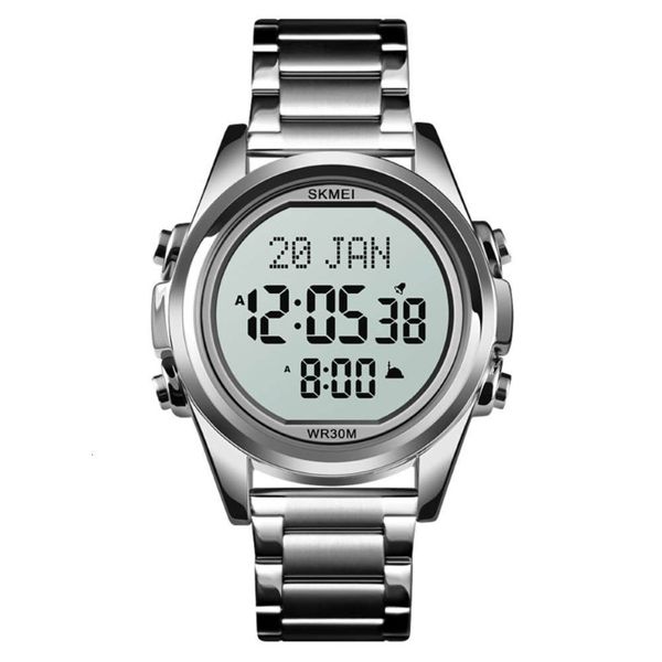 SKMEI 1667 montre-bracelet de prière numérique Alfajr Azan avec dos en acier inoxydable 229h