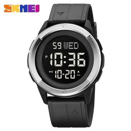 SKMEI 2047 Mens Chrono Countdown Digital 5bar impermeable Montwatch Montre Homme LED Light Pantalla electrónica Sport Watches 240428