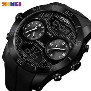 Skmei 3 Time Sport Fashion Mens Relojes Cronógrafo Relojes de pulsera digitales impermeables para hombres Alarm Hour Relogio Masculino 1355 Q0524