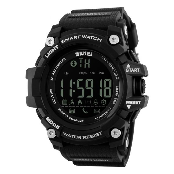 SKMEI Bluetooth Calorieën Stappenteller Heren Sport Elektronische Digitale Smart Watch Grote Diameter Waterdichte Mititaire Polshorloges