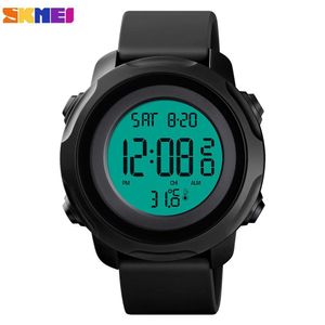 SKMEI Mesure de la température corporelle Hommes Montres de sport numériques Chrono Calendrier Horloge électronique 50M Montres pour hommes étanches 1682 X0524