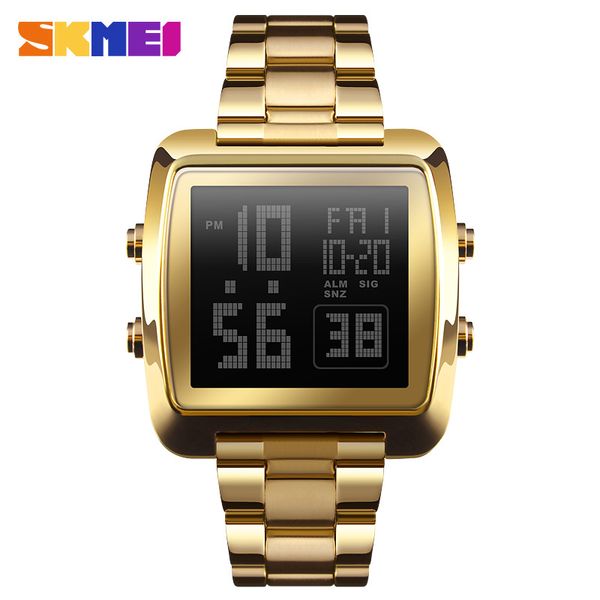 SKMEI Casual Style Sport Montre Homme Plein Acier Étanche Électronique LED Numérique Montres Mode Horloge Mâle relogio X0524