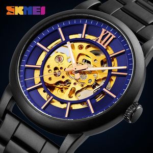 SKMEI Charm Automatische Mannen Horloge Holle wijzerplaat Rvs Strap Mechanische Mens Horloges Waterdicht Hour Reloj Mujer 9242 Q0524