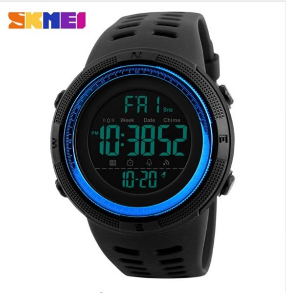 SKMEI Cronógrafo Relojes Deportivos Hombres Silicona Cuenta Atrás LED Reloj Digital Relojes Militar Relojes A Prueba de agua Reloj Alarma Masculino