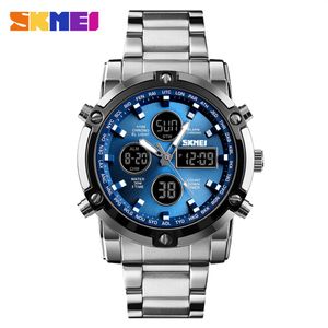 Reloj SKMEI Relogio Masculino Relojes para hombre Top Marca de lujo Reloj deportivo Cuenta regresiva Correa de acero inoxidable Relojes de pulsera de cuarzo Men257O