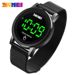 SKMEI Creatieve LED Mens Horloges Mode Touch Mannen Horloges Magneet Band Simple Design Digital Watch Relogio Masculino 1668 Q0524