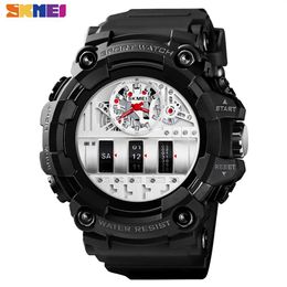 Skmei Fashion Cool Quartz Watch Men 2 Time Time Imperproof Horms Resistant Wrists Mens Pu Leather Sport Clock for Men 1557 Q05242329