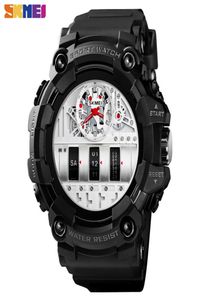 Skmei Fashion Cool Quartz Watch Men 2 Time waterdichte schokbestendige polshorloges Heren Pu Leather Sport Clock voor mannen 1557 Q05244846289