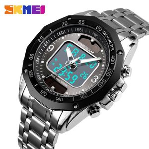 Skmei Fashion Luxury Brand Watch Men 3Bar waterdichte roestvrijstalen band Dual Display Quartz Men Watch Relogio Masculino 1493