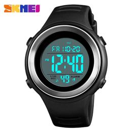 SKMEI Fashion Simple Sport Horloge Mannen Wekker LED-display 5bar Waterdichte achtergrondverlichting Digitale horloge Relogio Masculino 1394 Q0524