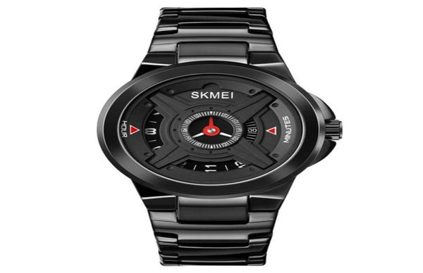 Skmei Japanese Movement Men Quartz Wristwatch Creative Dial Callow Corloge en acier inoxydable Black Black Life Imperproof Mens Watch 1699265Y4801451