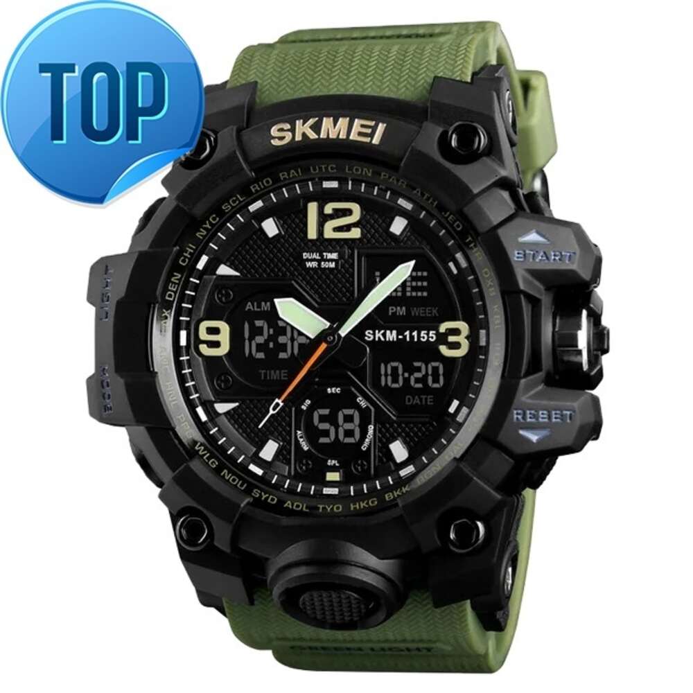 SKMEI LED Digital Clock 1155 B Watch Casual Gift Electronic Watches Men Waterproof Dual Display Wristwatches Dropshipping