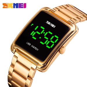 SKMEI LED Digitale Horloge Heren Waterdichte Datum Mannen Digitale Horloges Roestvrijstalen Strap Dunne Elektronische Klok Mode 1505 Q0524