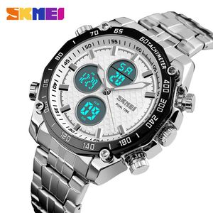 SKMEI Luxe Business Horloge Mannen Mode 30 M Waterdichte Stopwatch Quartz Horloges Dual Display Horloges Relogio Masculino 1302 Q0524